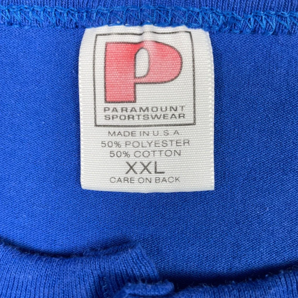 Vintage Chicago Cubs Henley T-Shirt Mens XXL Blue 80's Made In USA 50/50 MLB
